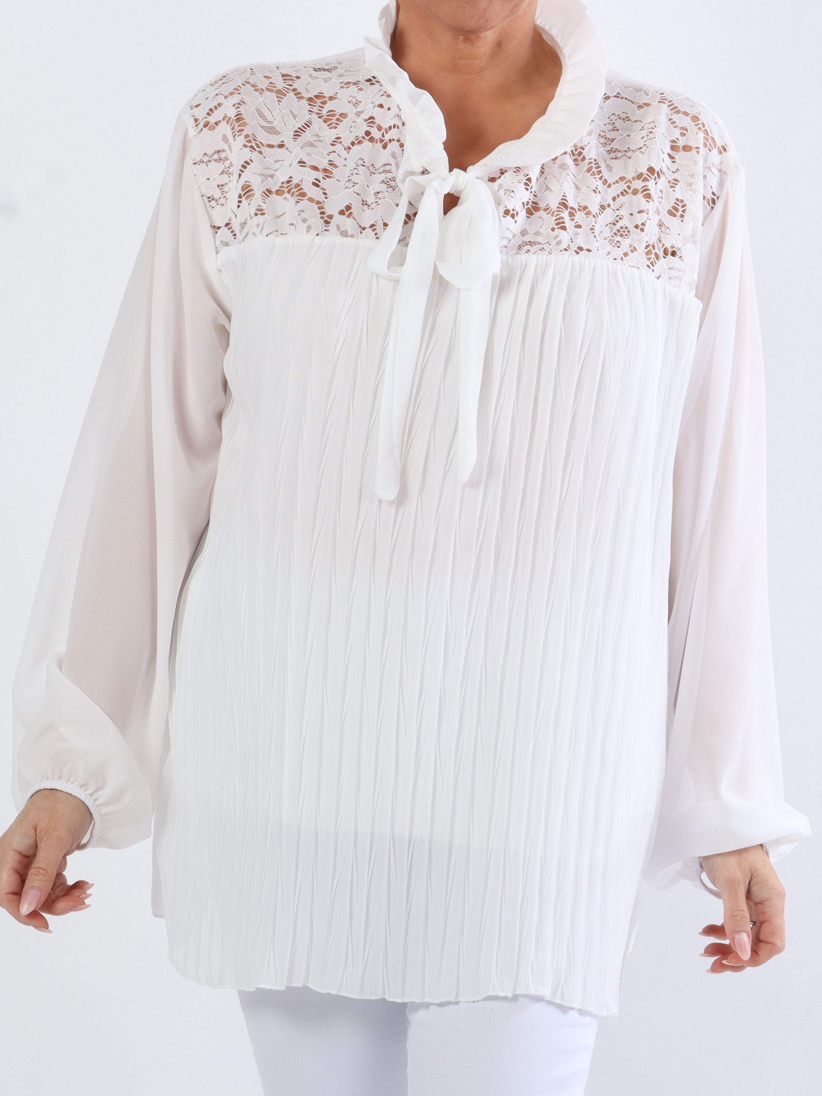 Iris - Sød plus size top med blond og folder